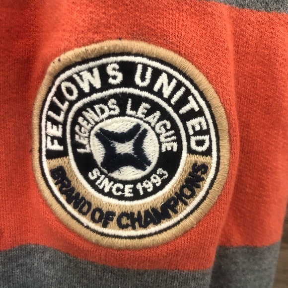 Fellows United Preppy Navy and Orange Striped Rugby Sweater XL - Picture 4 of 10